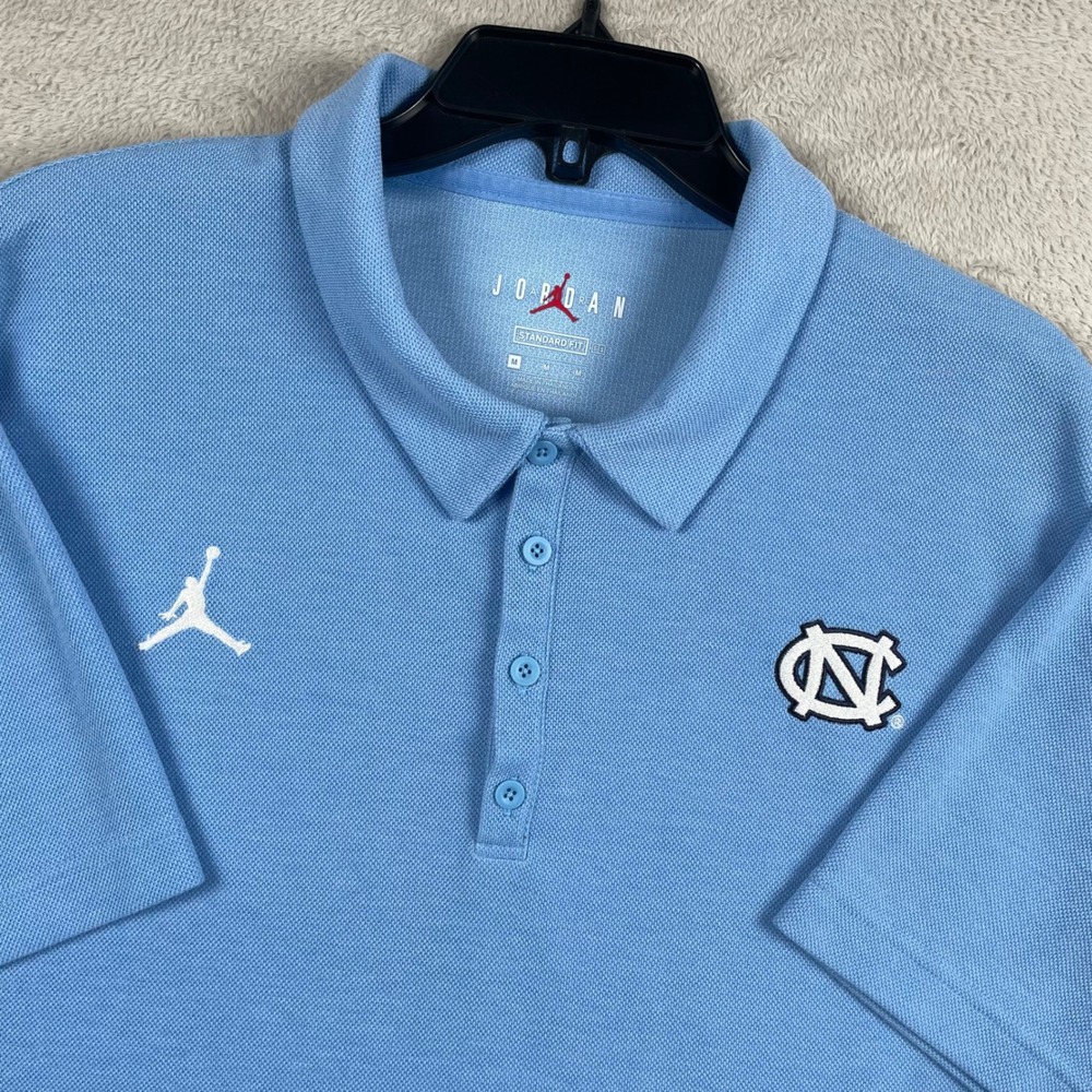 Jordan Polo Shirt Mens Medium Blue North Carolina Tarheels UNC Dr-Fit Wicking